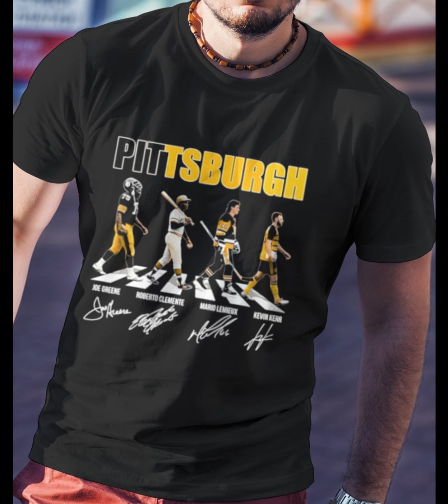 Pittsburgh Steelers Pirates Penguins Crossing Signatures T-Shirt