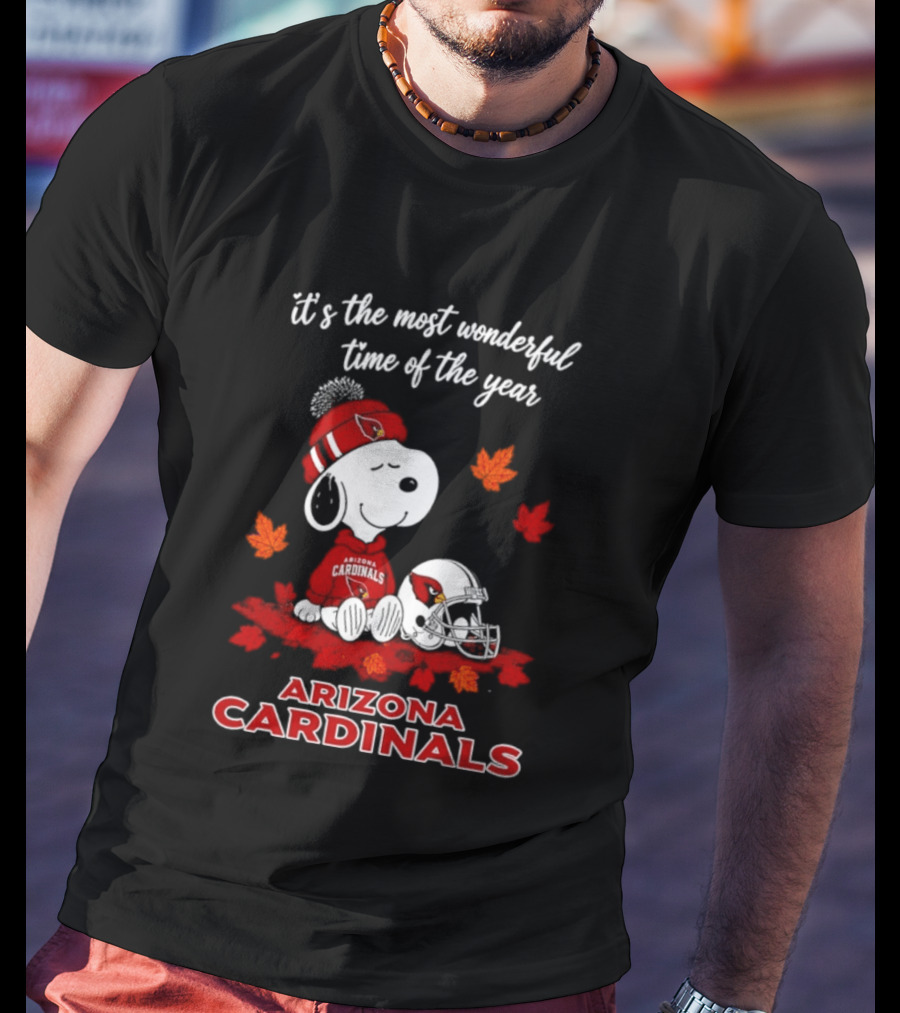 Arizona Cardinals Snoopy Fall Halloween It's The Most Wonderful Time Of The Year 2026 T-Shirt