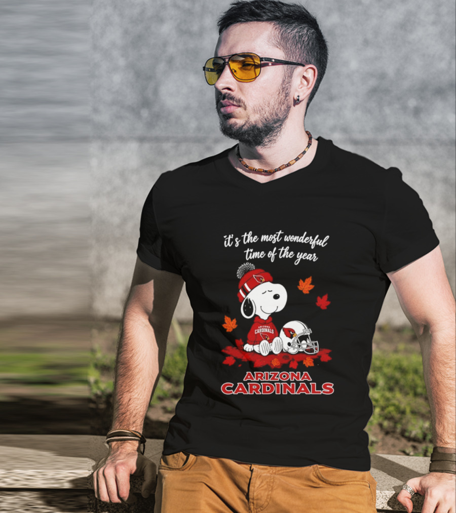 Arizona Cardinals Snoopy Fall Halloween It's The Most Wonderful Time Of The Year 2026 T-Shirt
