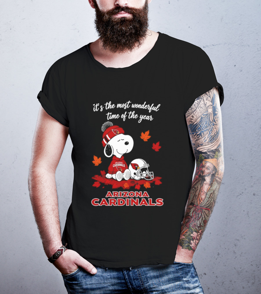Arizona Cardinals Snoopy Fall Halloween It's The Most Wonderful Time Of The Year 2026 T-Shirt