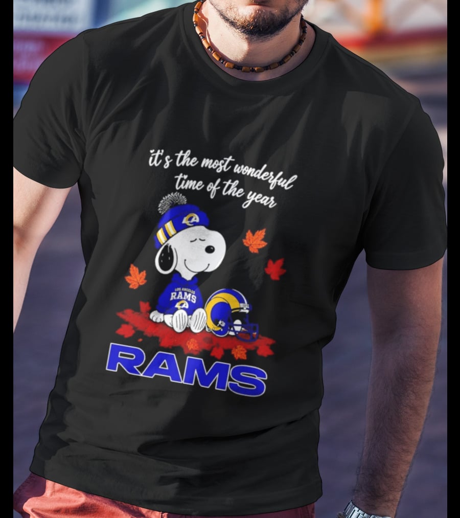 Los Angeles Rams Snoopy Fall Halloween It's The Most Wonderful Time Of The Year 2026 T-Shirt