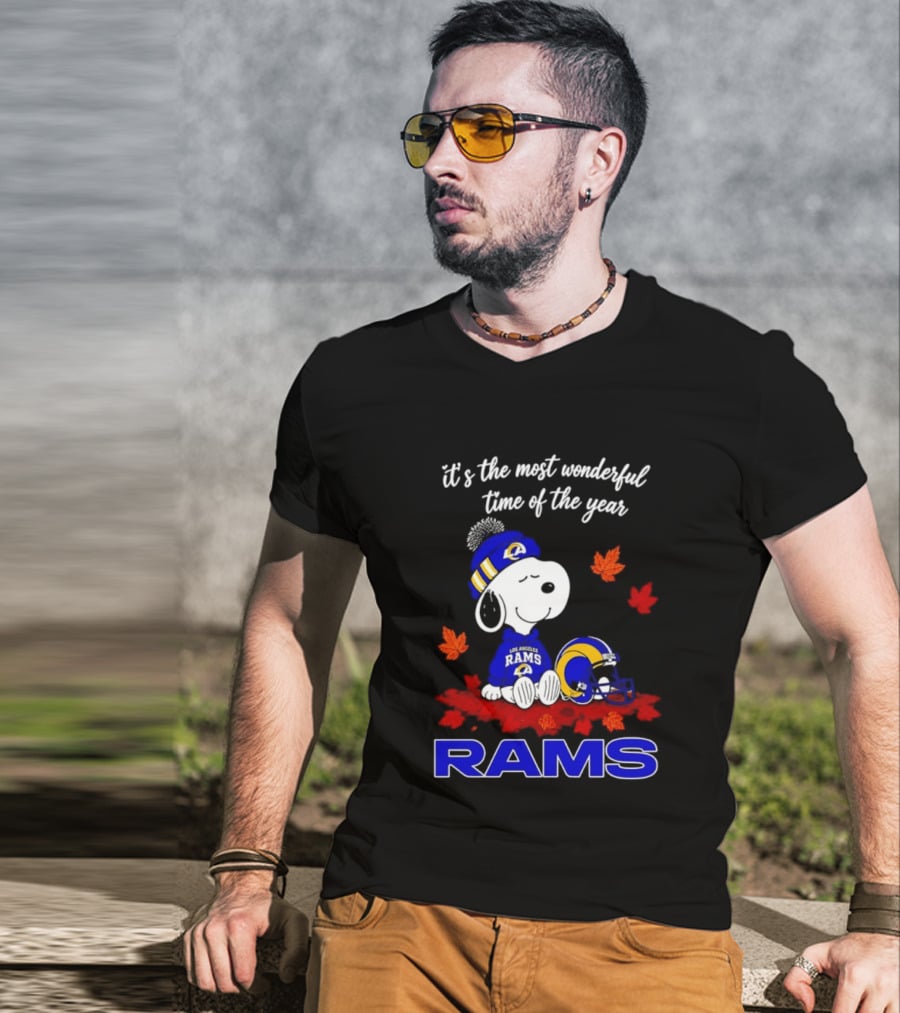 Los Angeles Rams Snoopy Fall Halloween It's The Most Wonderful Time Of The Year 2026 T-Shirt