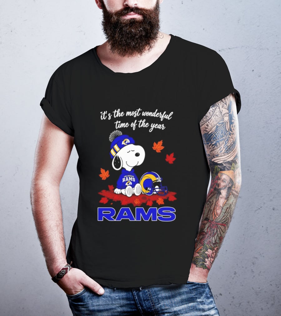 Los Angeles Rams Snoopy Fall Halloween It's The Most Wonderful Time Of The Year 2026 T-Shirt