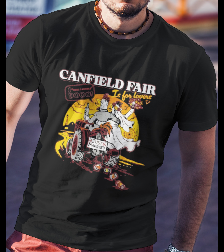 Canfield Fair Just Married Romance Tractor Boom Sunset T-Shirt