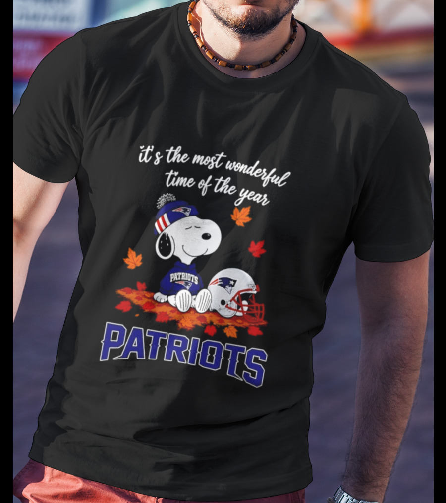 New England Patriots Snoopy Fall Halloween 2026 Most Wonderful Time Of The Year T-Shirt