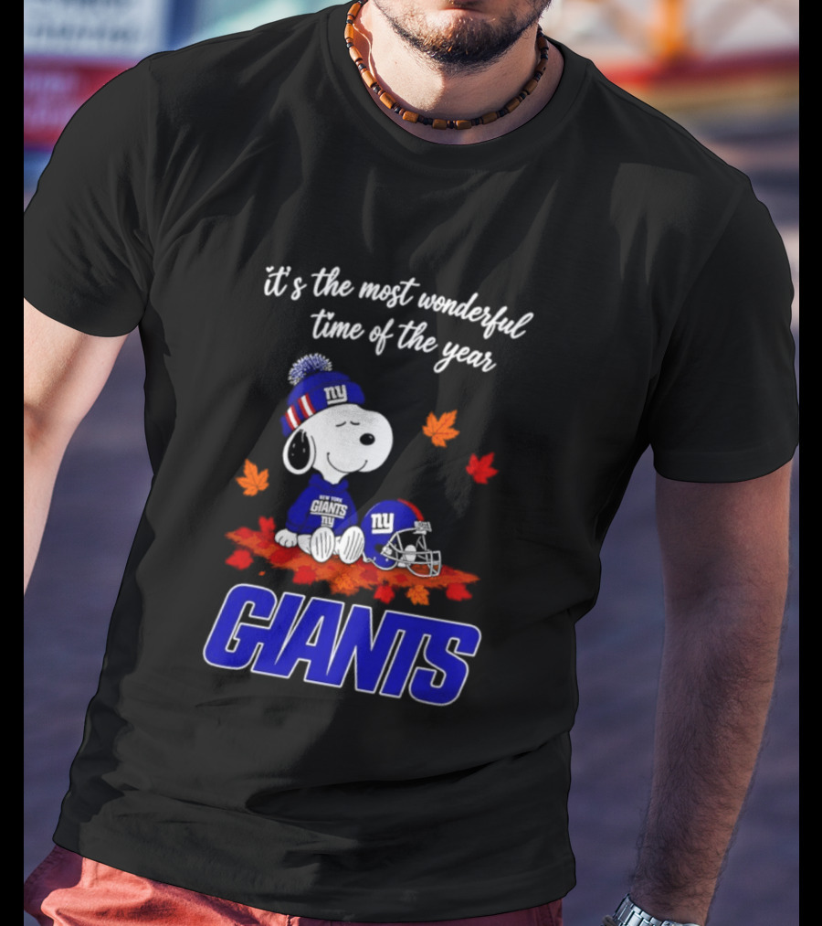 New York Giants Snoopy Fall Halloween 2026 Most Wonderful Time Of The Year T-Shirt