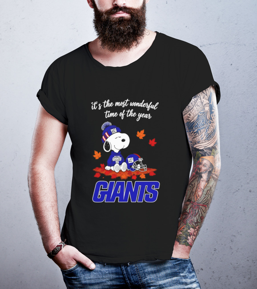 New York Giants Snoopy Fall Halloween 2026 Most Wonderful Time Of The Year T-Shirt