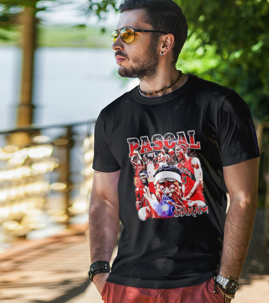 Pascal Siakam Toronto Raptors Thunder Eyes Basketball Player Action Collage T-Shirt