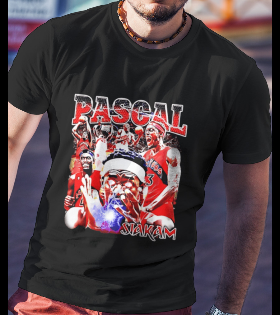 Pascal Siakam Toronto Raptors Thunder Eyes Basketball Player Action Collage T-Shirt