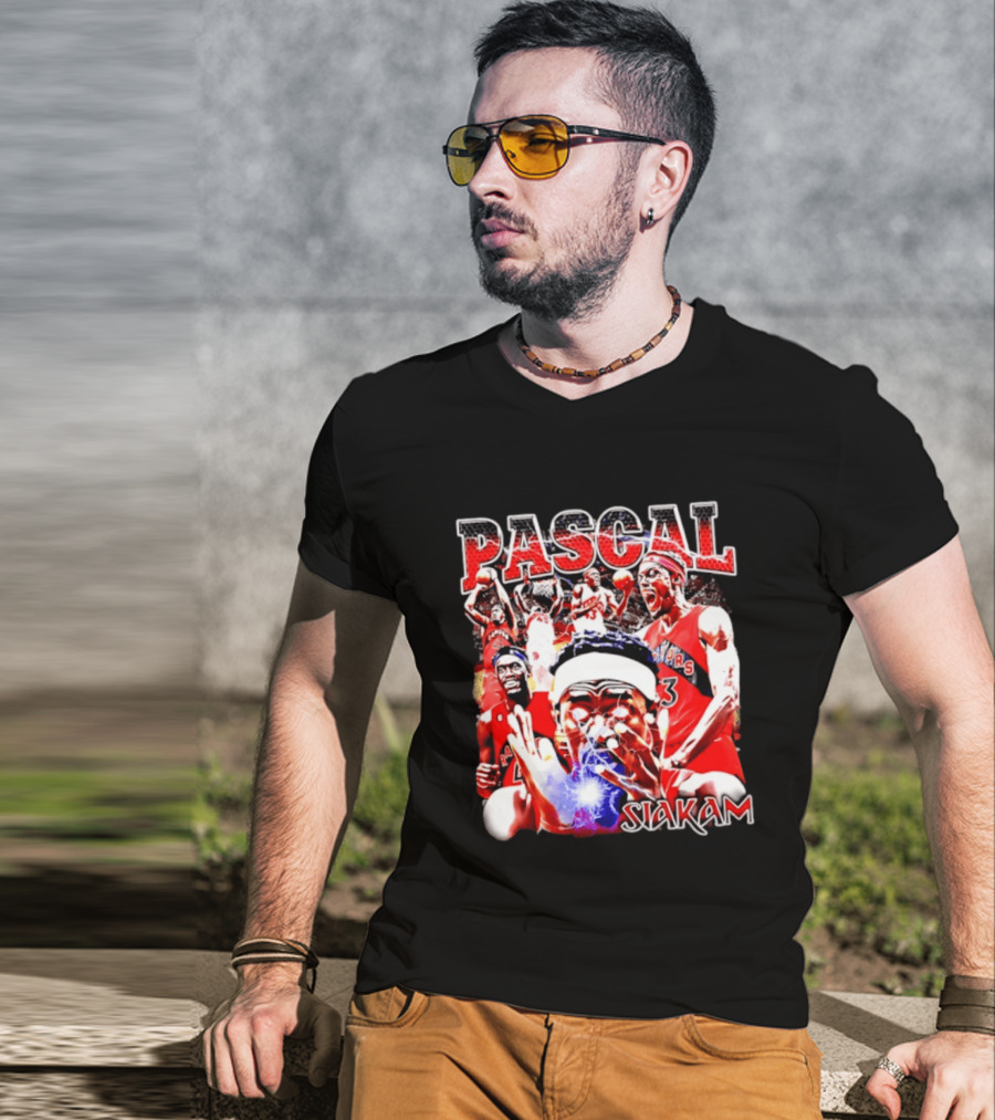 Pascal Siakam Toronto Raptors Thunder Eyes Basketball Player Action Collage T-Shirt
