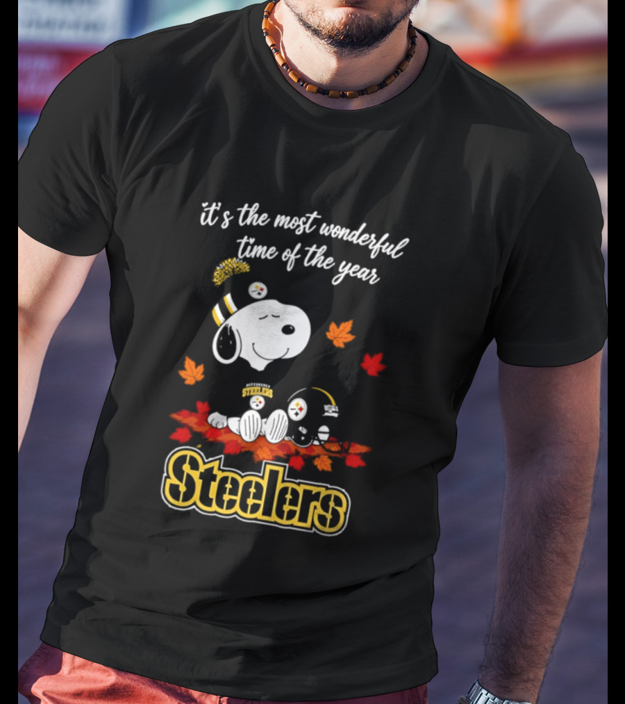 Pittsburgh Steelers Snoopy Fall Halloween 2026 It's The Most Wonderful Time Of The Year T-Shirt