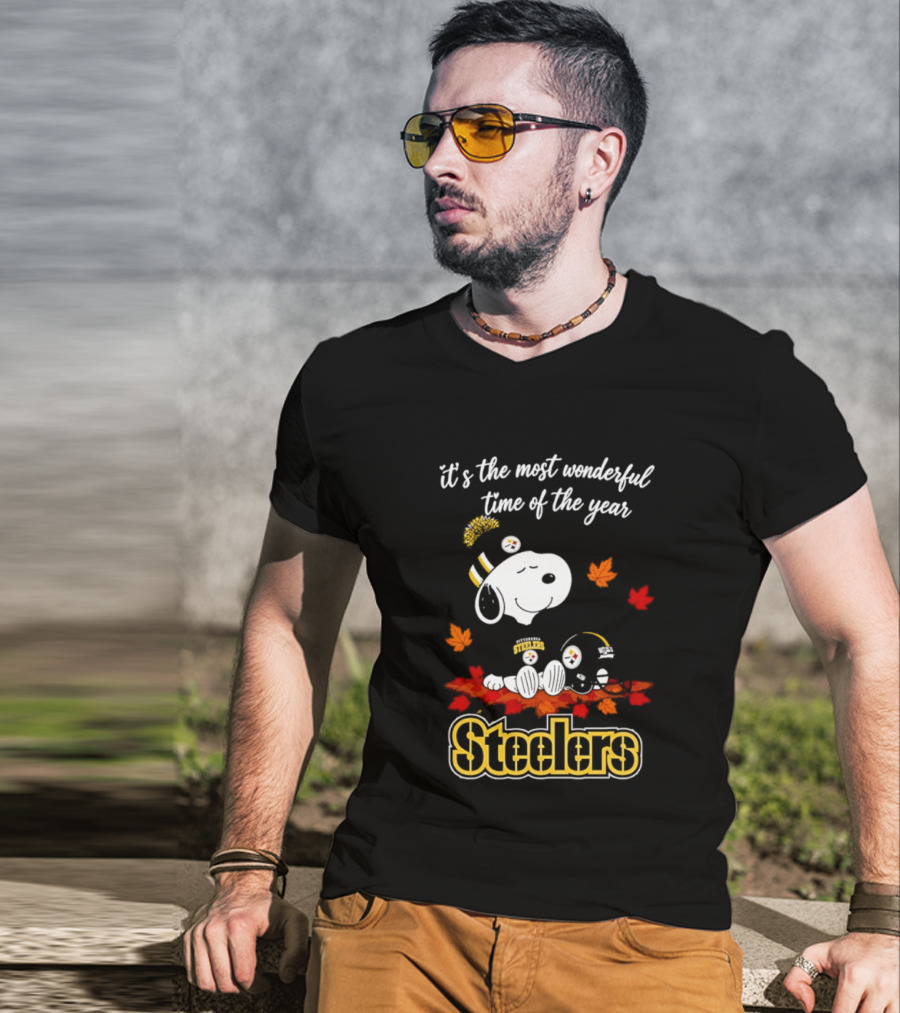 Pittsburgh Steelers Snoopy Fall Halloween 2026 It's The Most Wonderful Time Of The Year T-Shirt