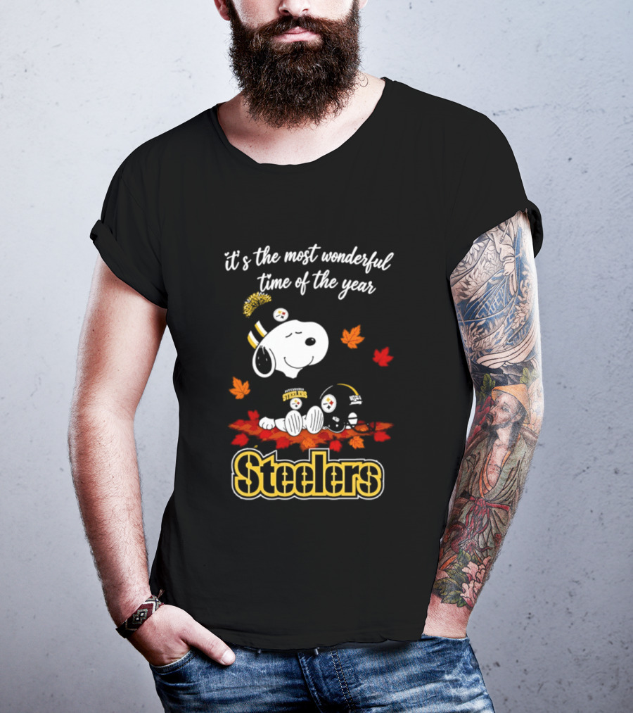 Pittsburgh Steelers Snoopy Fall Halloween 2026 It's The Most Wonderful Time Of The Year T-Shirt