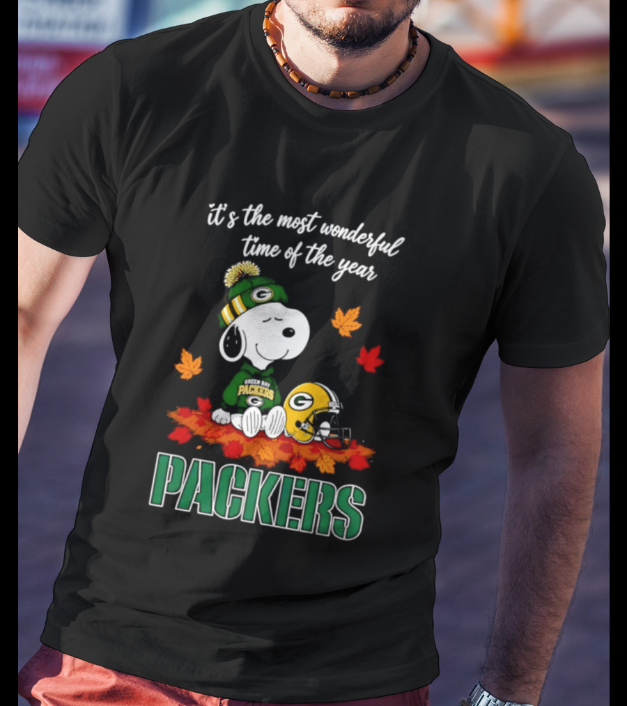 Packers Snoopy Fall Halloween 2026 Most Wonderful Time Of The Year T-Shirt