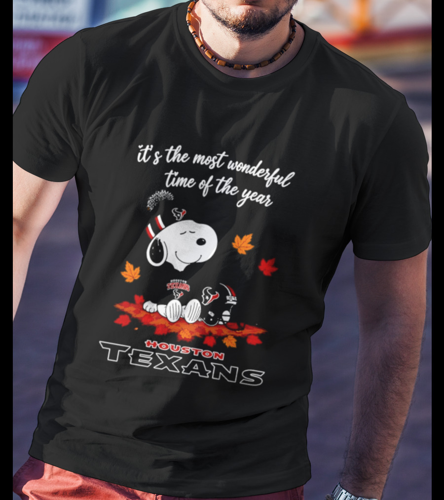 Houston Texans Snoopy Fall Halloween 2026 Most Wonderful Time Of The Year T-Shirt
