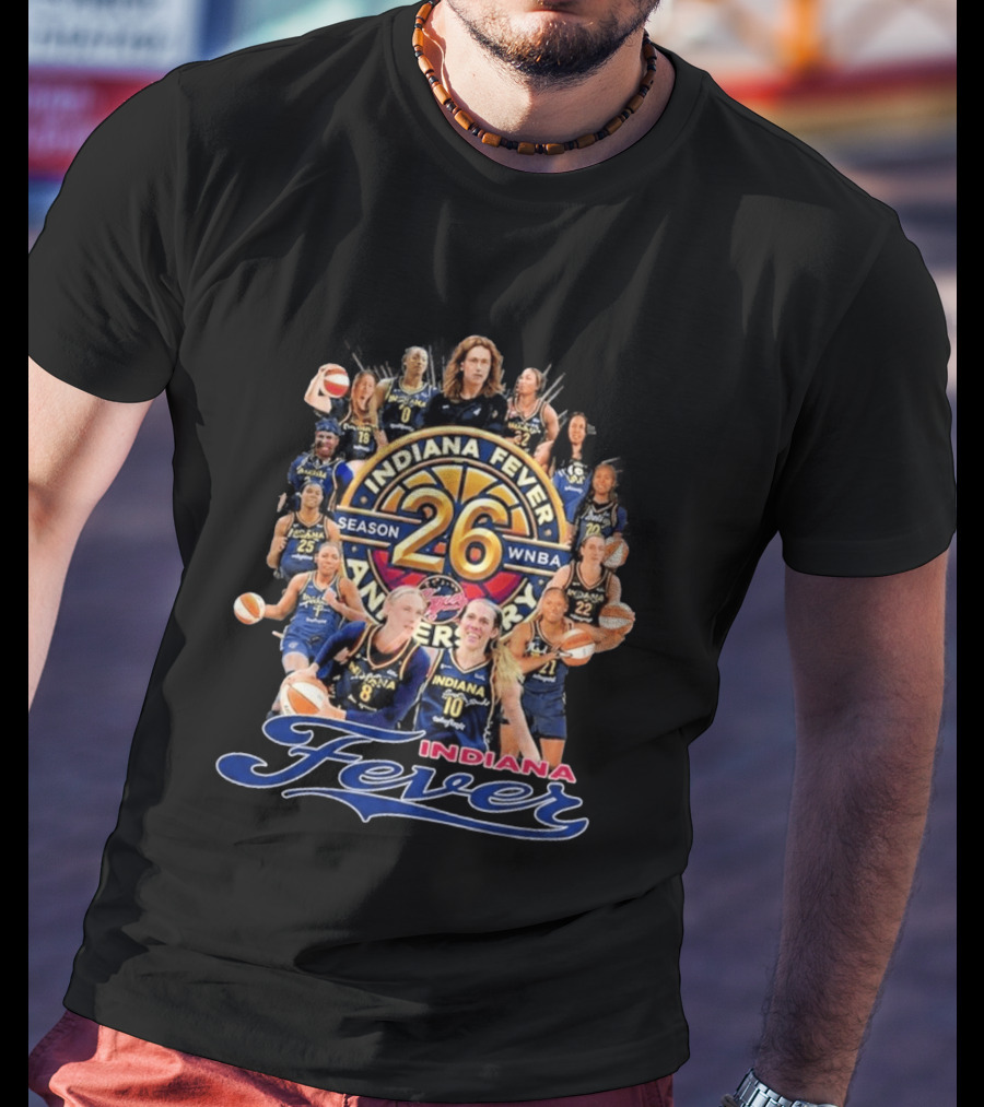 Indiana Fever 26 Season WNBA Anniversary Team Roster T-Shirt