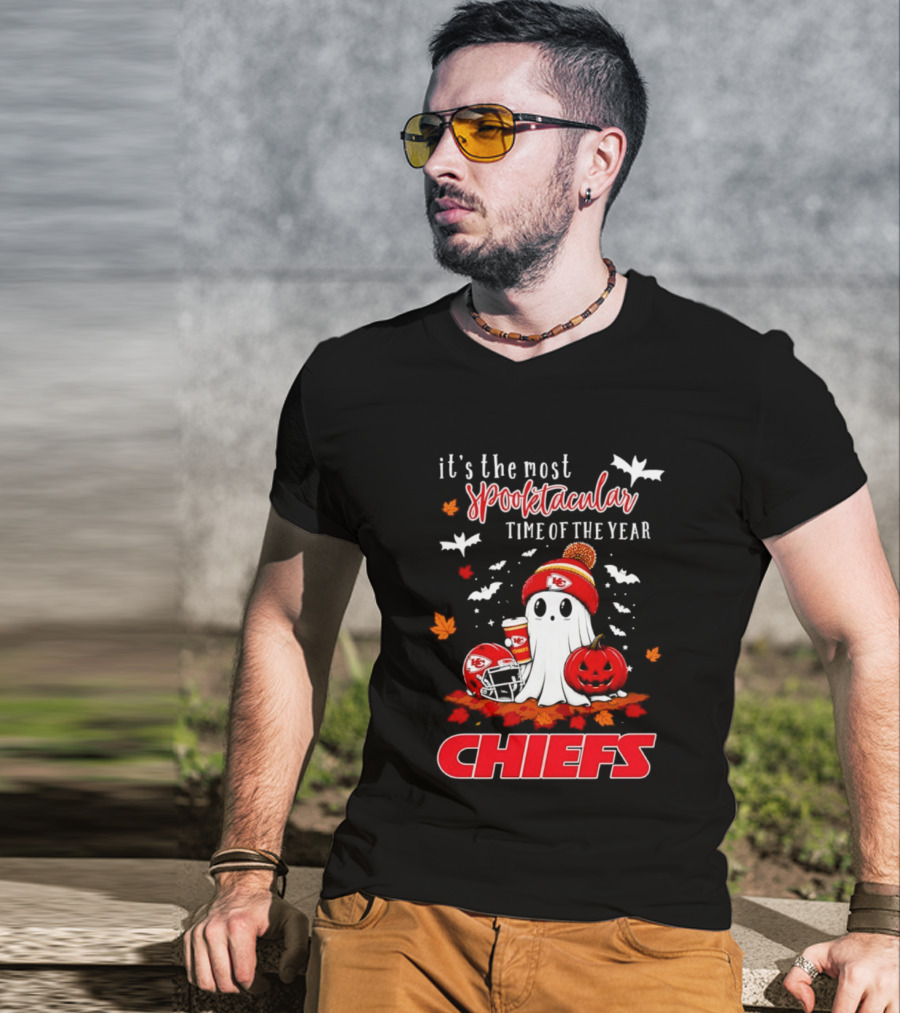 Kansas City Chiefs Halloween Ghost It's The Most Spooktacular Time Of The Year 2026 T-Shirt