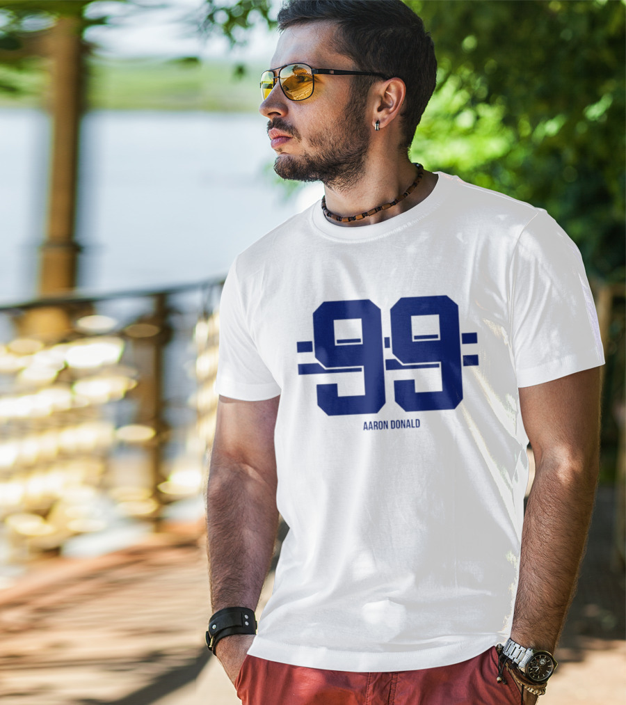 Aaron Donald 99 Los Angeles Rams Stripe Number T-Shirt