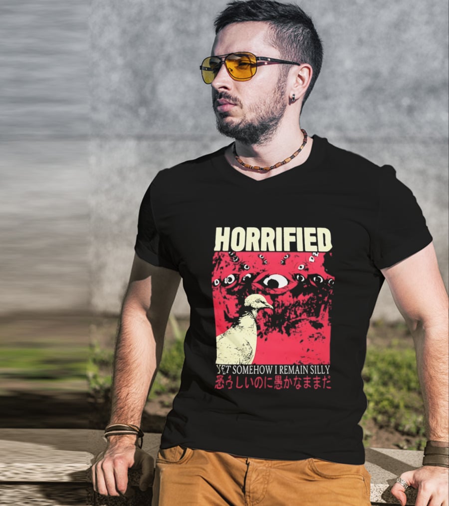 Horrified Pigeon Yet Somehow I Remain Silly Japanese T-Shirt