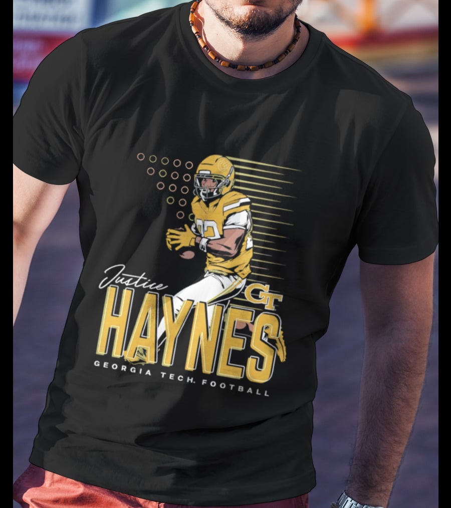 Justice Haynes Georgia Tech Yellow Jackets Football GT T-Shirt