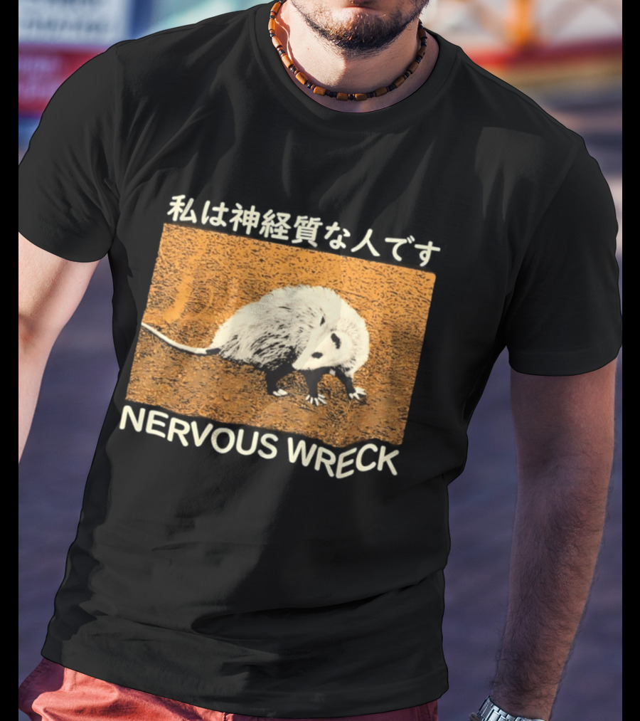 Opossum Nervous Wreck Vintage Style Wildlife Humor T-Shirt