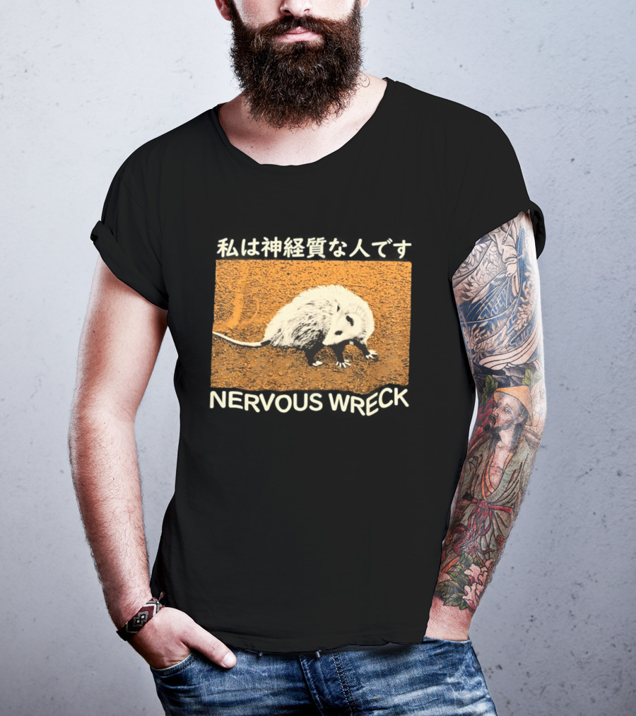 Opossum Nervous Wreck Vintage Style Wildlife Humor T-Shirt