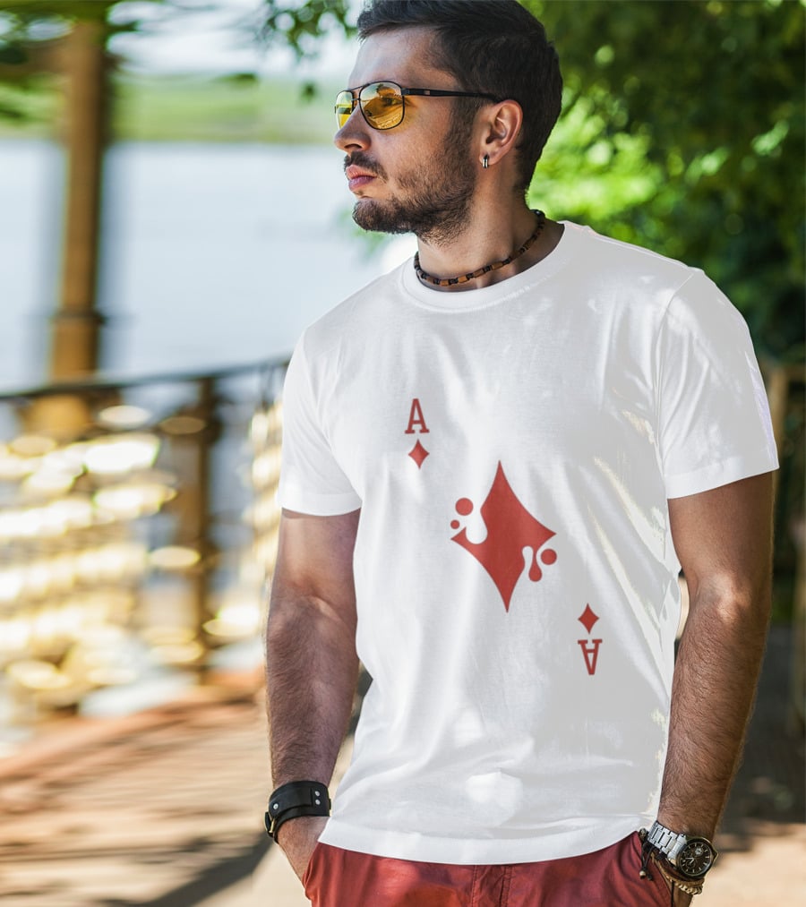Ace Of Diamonds Playing Card Red Stylized T-Shirt