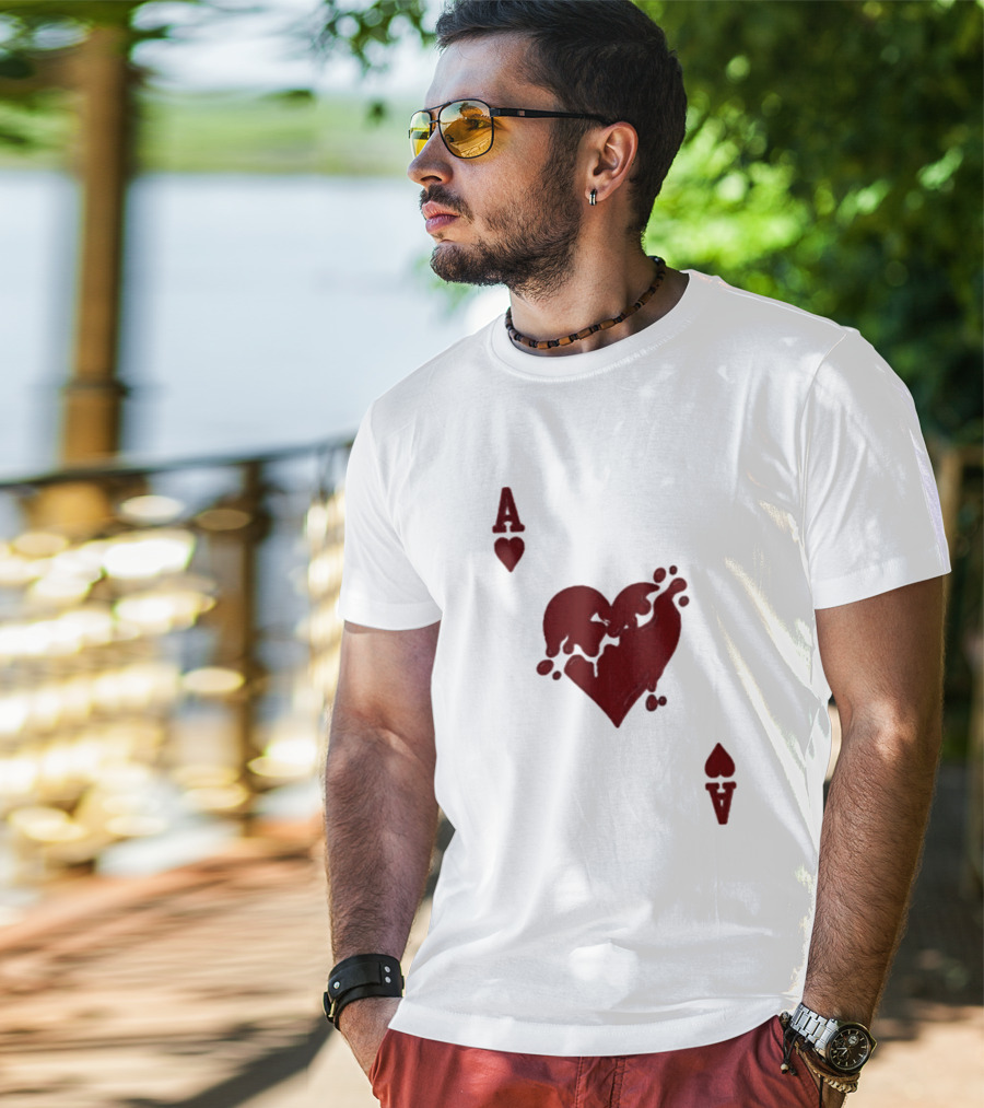 Ace Of Hearts Melting Card Visual T-Shirt