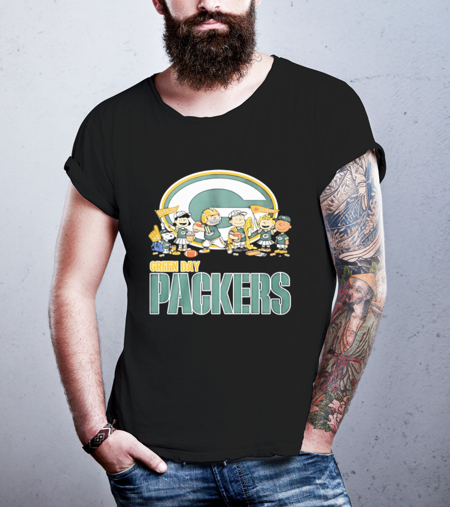 Peanuts Characters Celebrating Green Bay Packers Let's Go Go Team T-Shirt