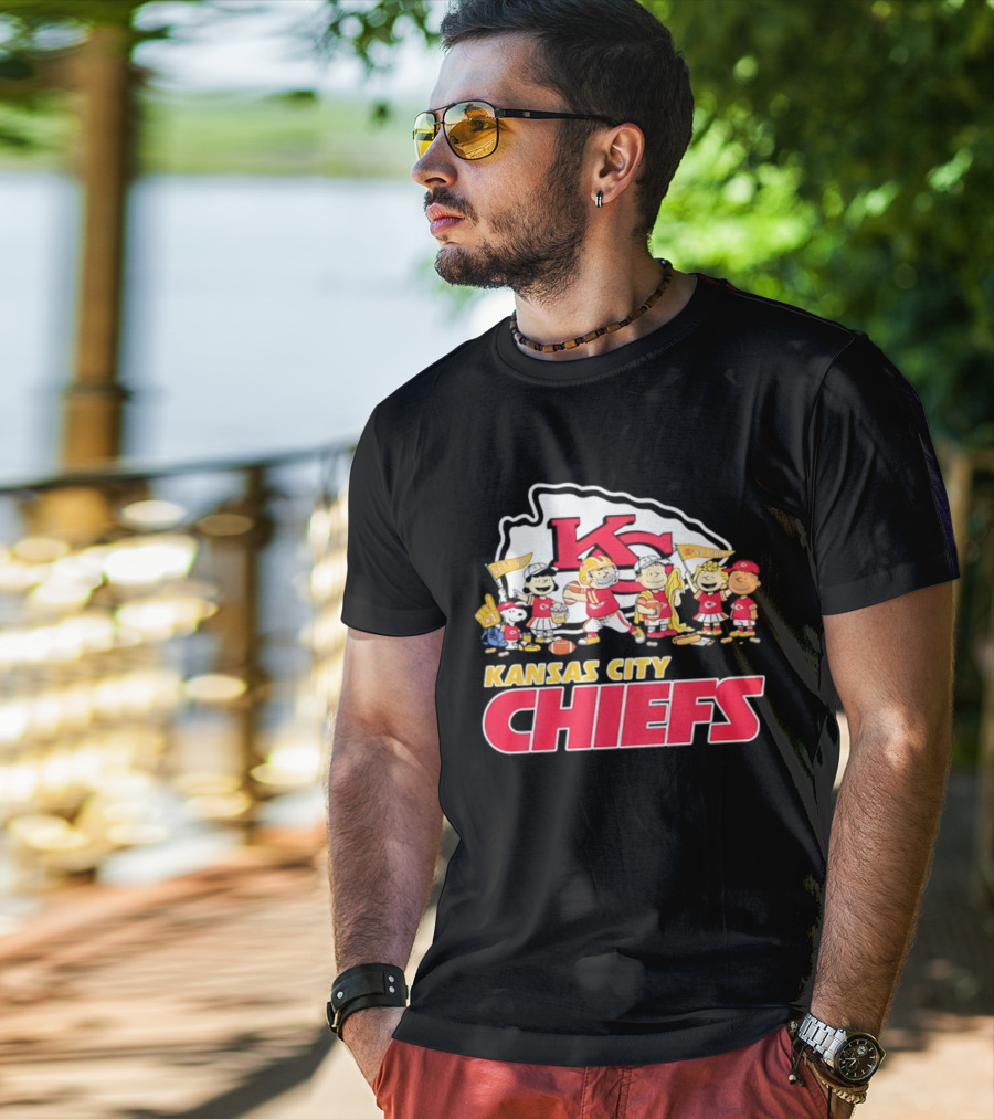 Kansas City Chiefs Peanuts Characters Go Team Let's Go T-Shirt