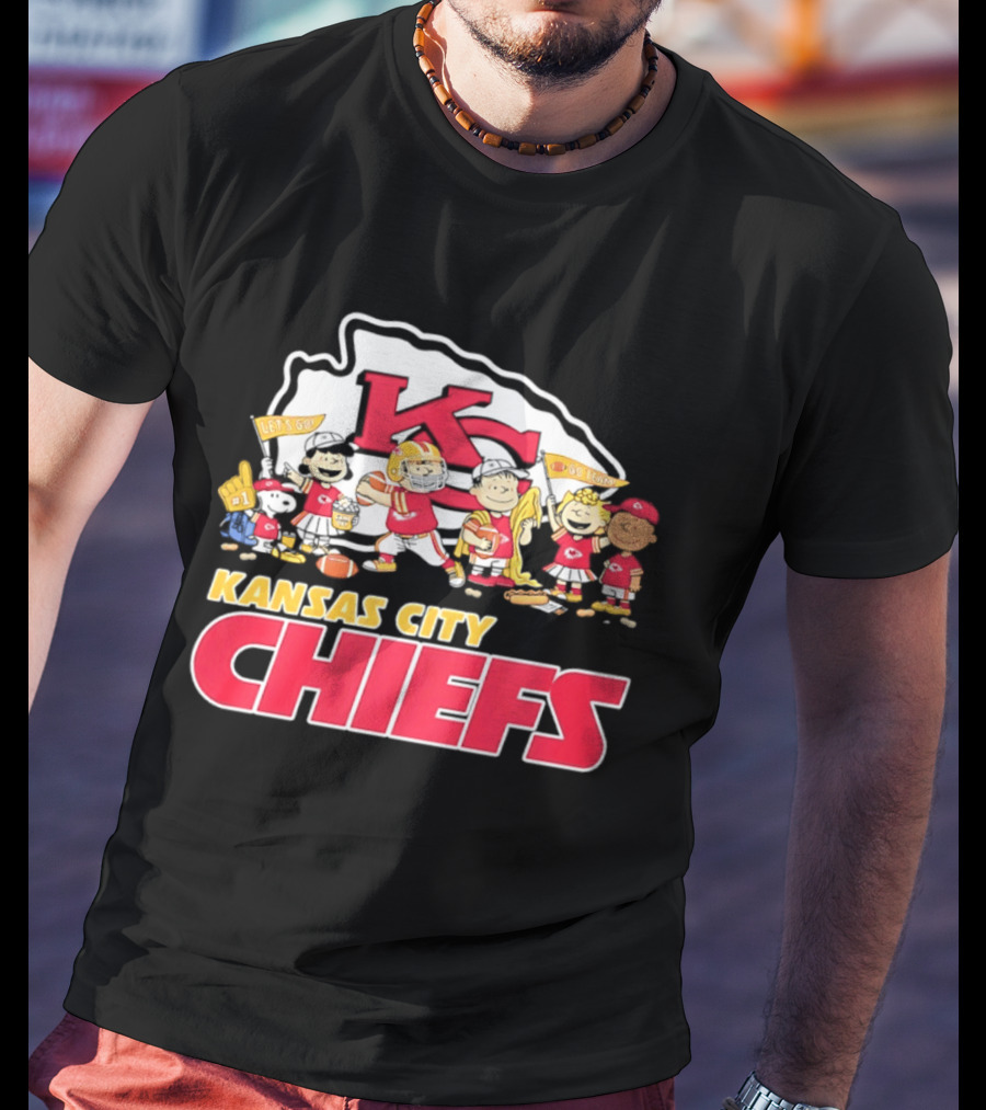 Kansas City Chiefs Peanuts Characters Go Team Let's Go T-Shirt