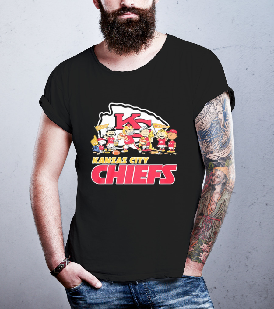 Kansas City Chiefs Peanuts Characters Go Team Let's Go T-Shirt