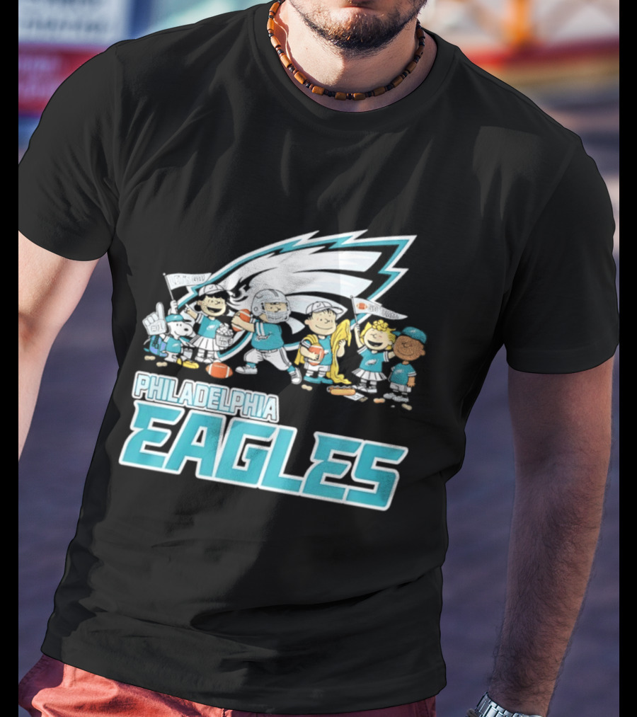 Peanuts Philadelphia Eagles Characters NFL Collaboration T-Shirt