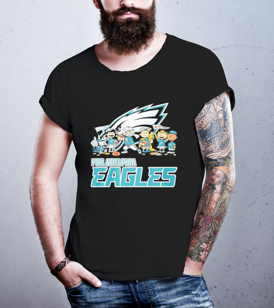 Peanuts Philadelphia Eagles Characters NFL Collaboration T-Shirt