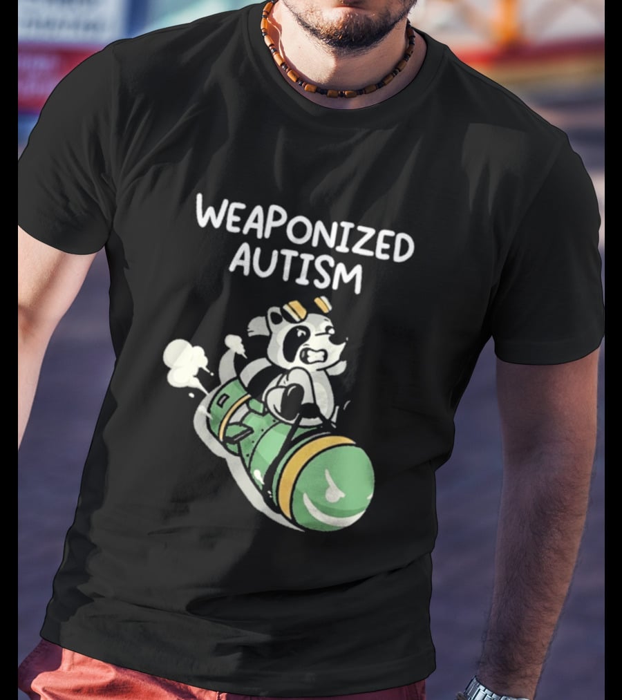 Weaponized Autism Raccoon Riding Missile T-Shirt
