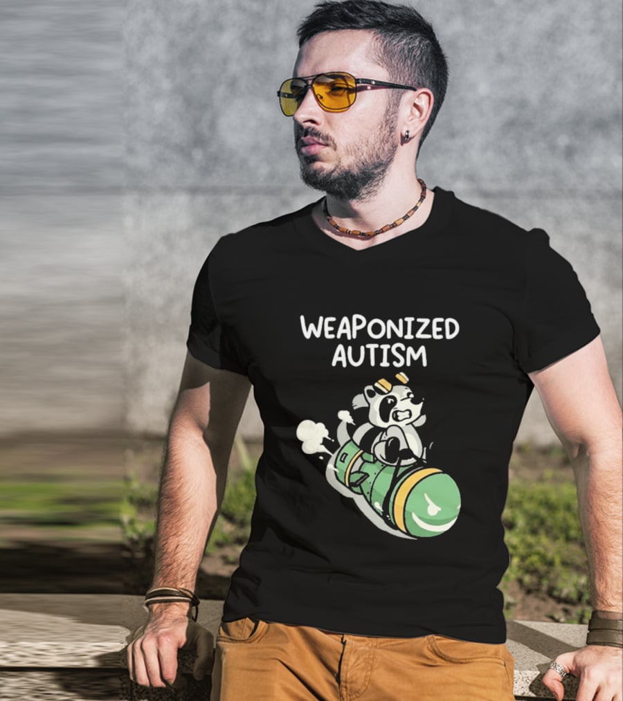 Weaponized Autism Raccoon Riding Missile T-Shirt