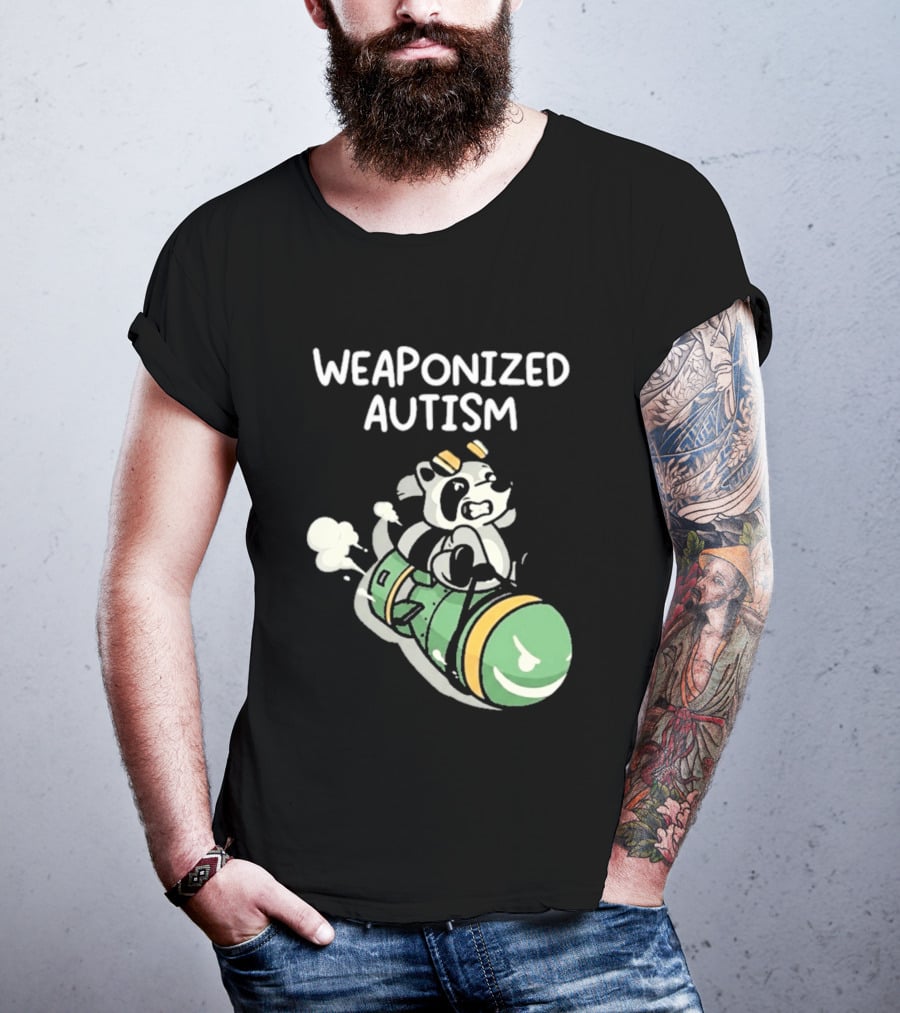 Weaponized Autism Raccoon Riding Missile T-Shirt