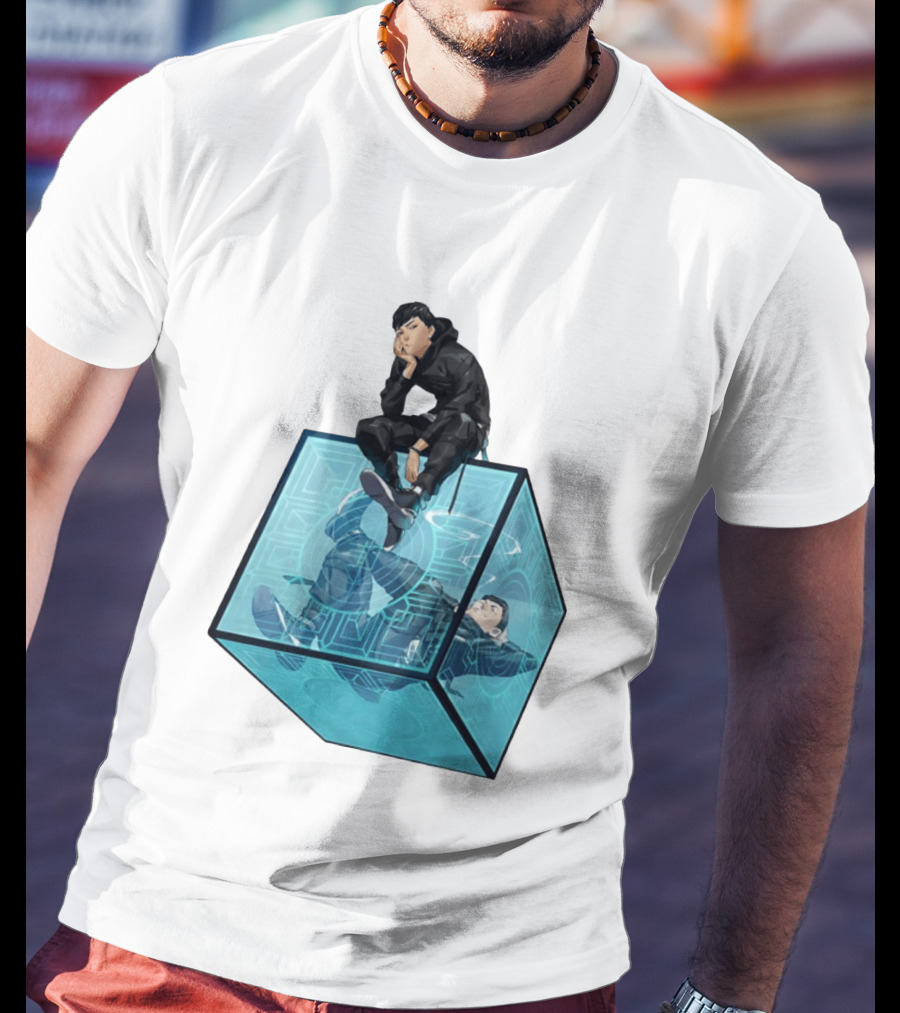 Ghostwire Tokyo Character Sitting On Cyber Cube T-Shirt