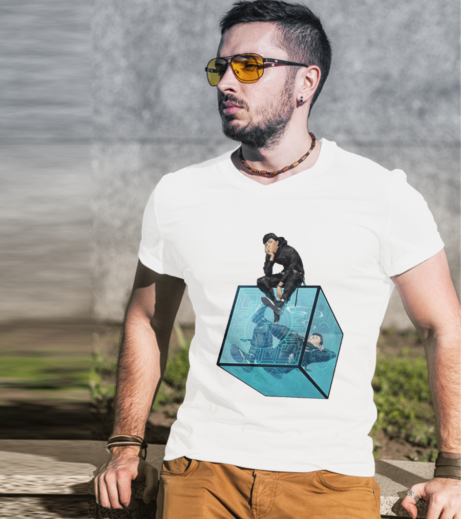 Ghostwire Tokyo Character Sitting On Cyber Cube T-Shirt