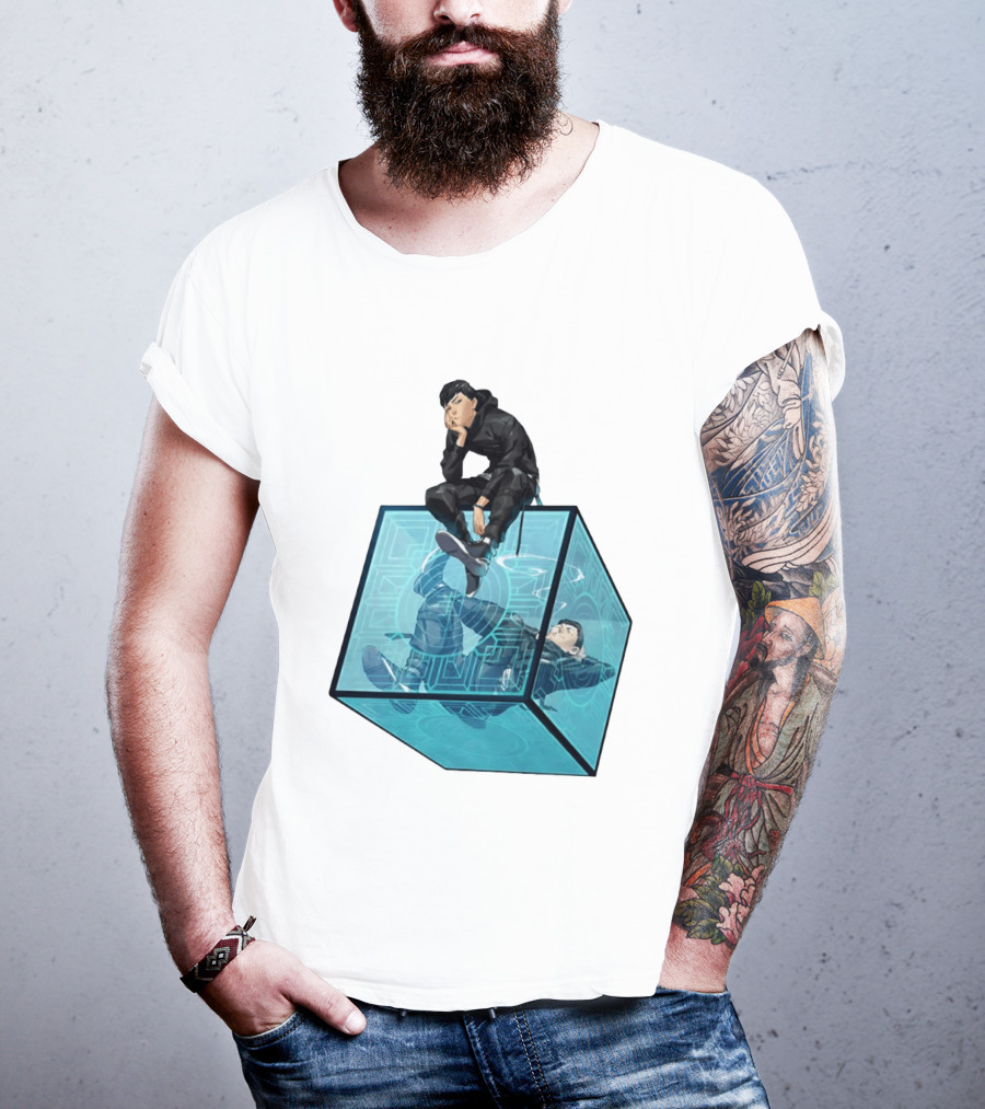 Ghostwire Tokyo Character Sitting On Cyber Cube T-Shirt