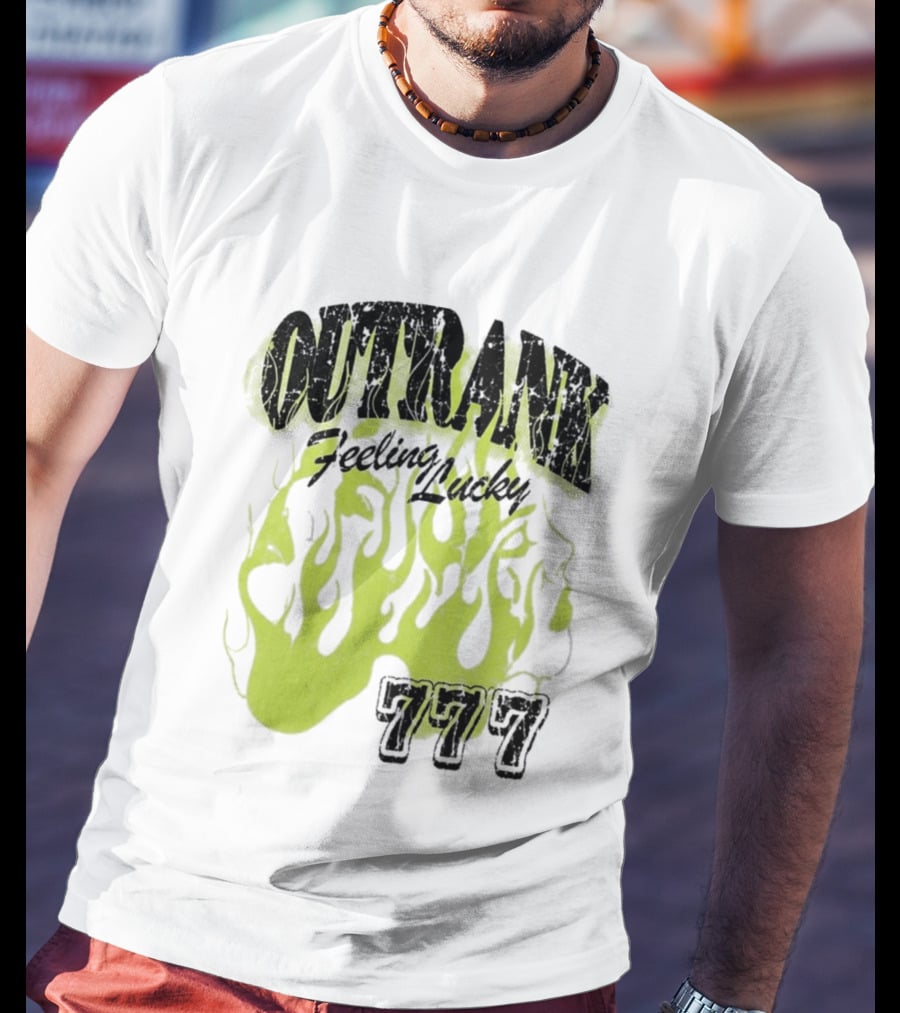 Outrank Feeling Lucky 777 Green Flames T-Shirt