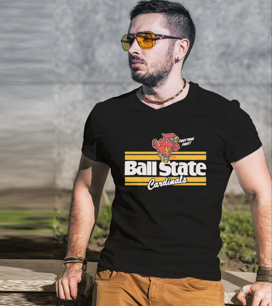 Ball State Cardinals Fight Team Fight Retro Logo Vintage Look T-Shirt