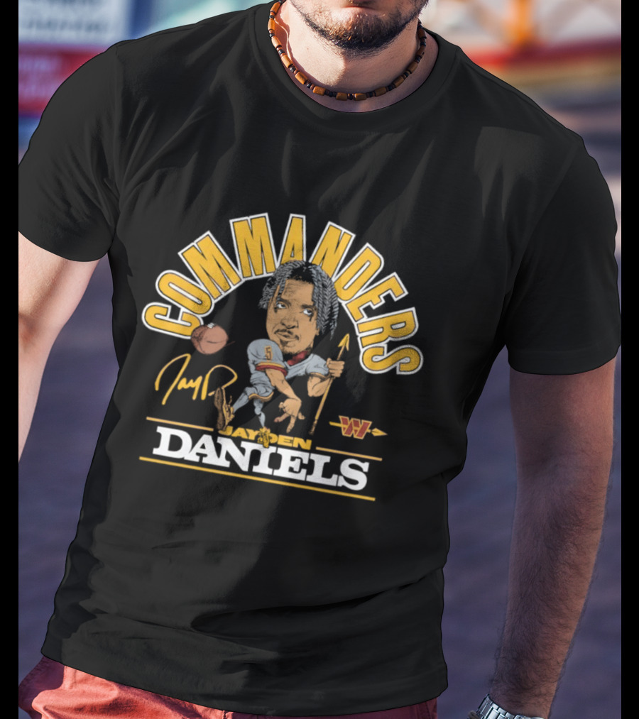 Washington Commanders Football Jayden Daniels Caricature T-Shirt