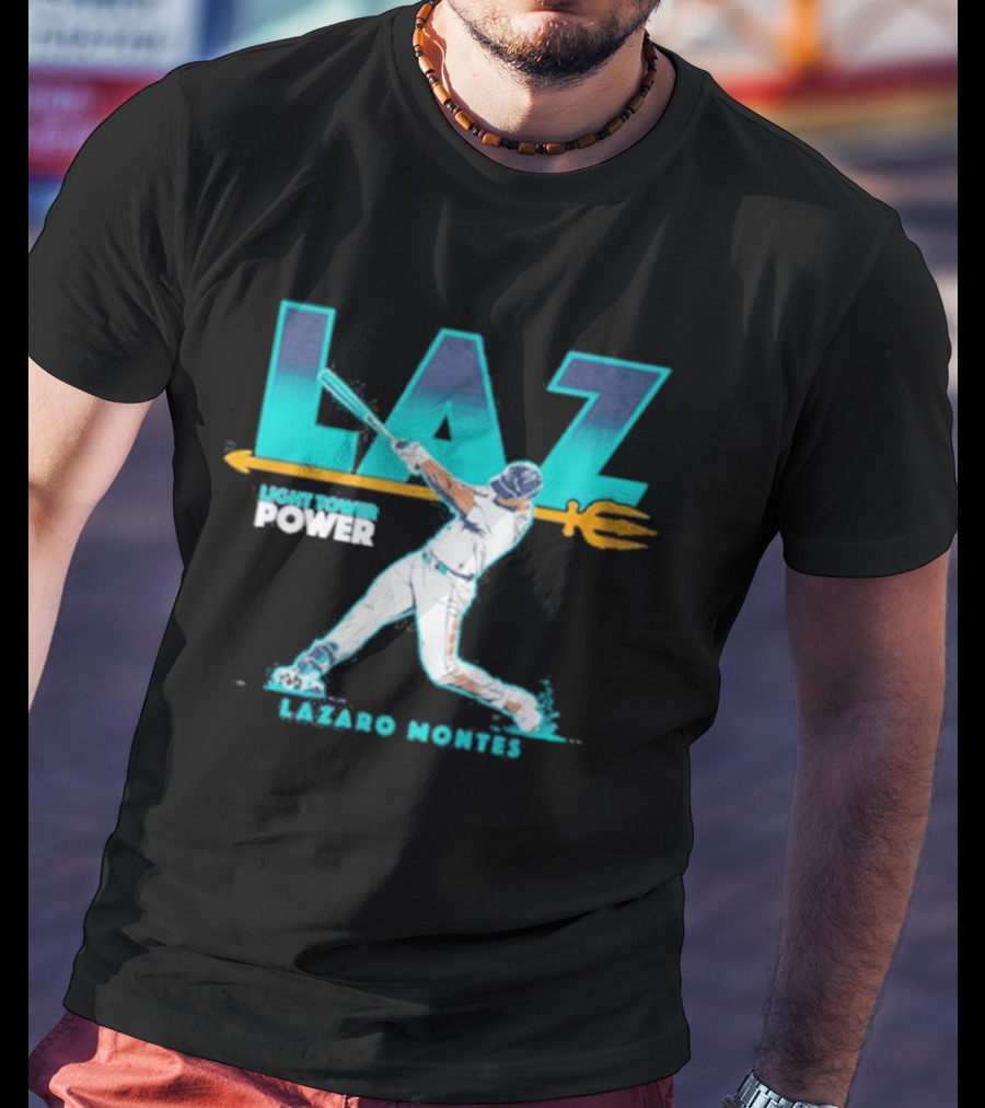 Seattle Mariners Lazaro Montes Laz Light Tower Power T-Shirt
