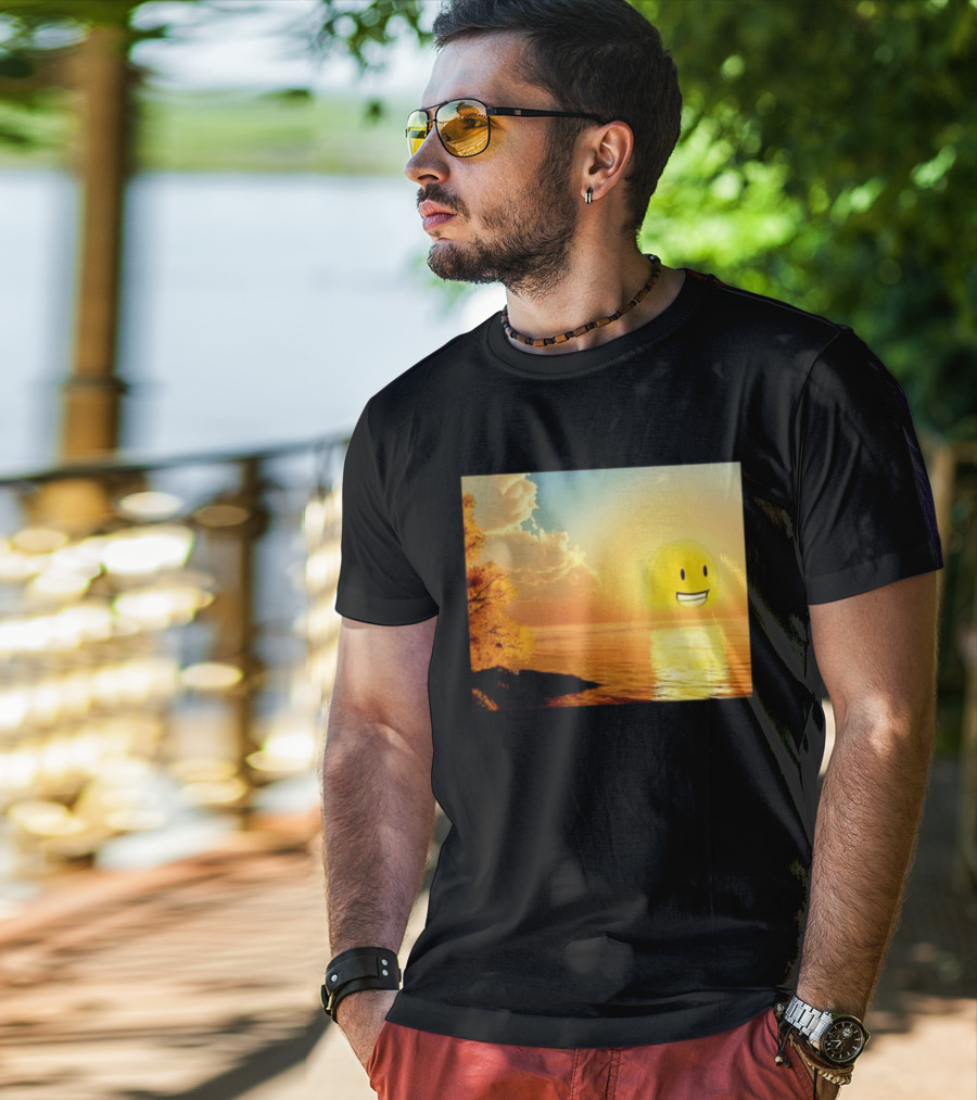 Golden Coin Face Sunset Over Water Inspired By Battle For Dream Island T-Shirt