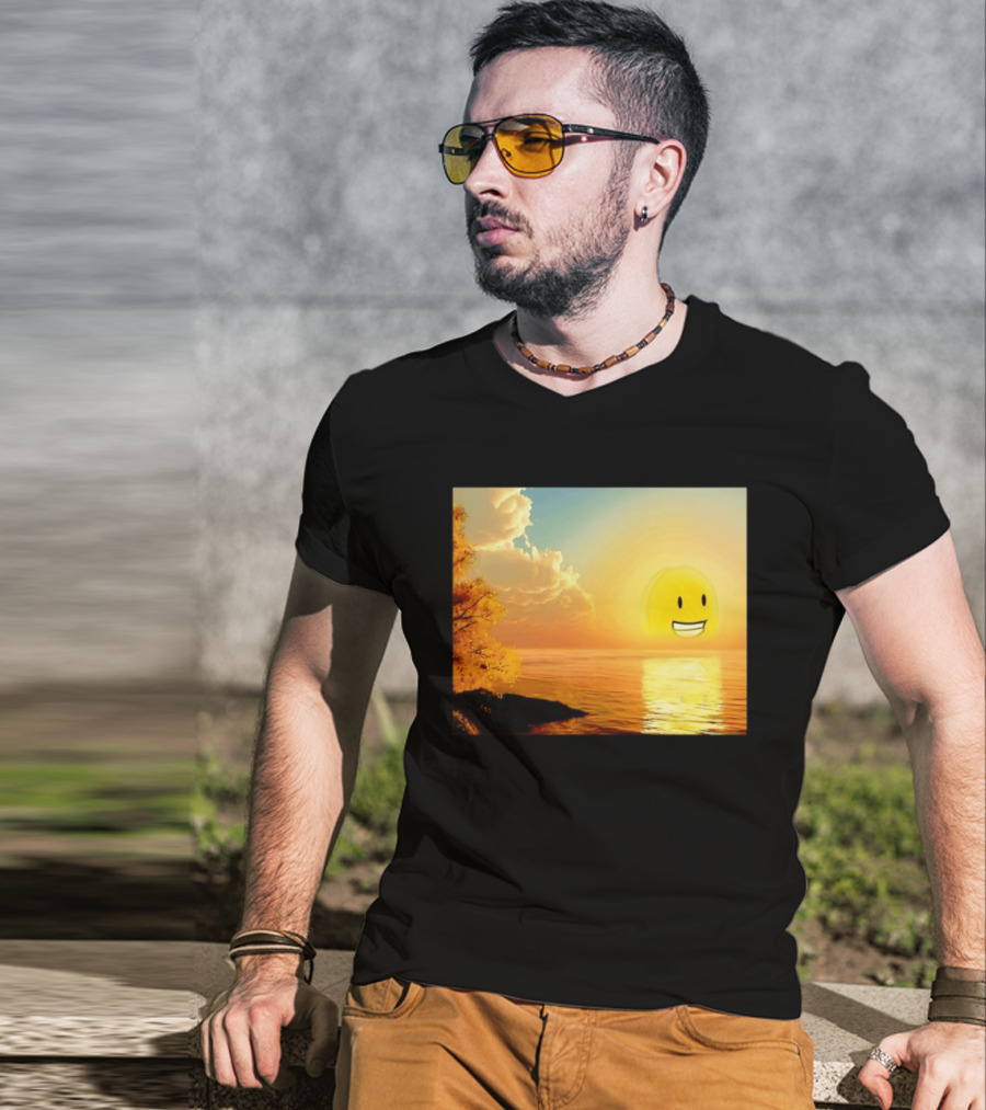 Golden Coin Face Sunset Over Water Inspired By Battle For Dream Island T-Shirt