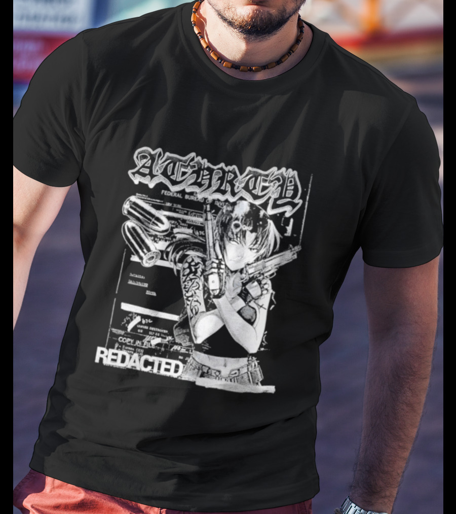 Top Revy With Gun Federal Bureau Of Investigation Redacted Anime Girl T-Shirt