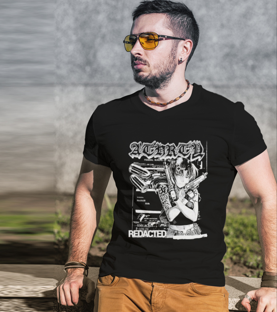 Top Revy With Gun Federal Bureau Of Investigation Redacted Anime Girl T-Shirt