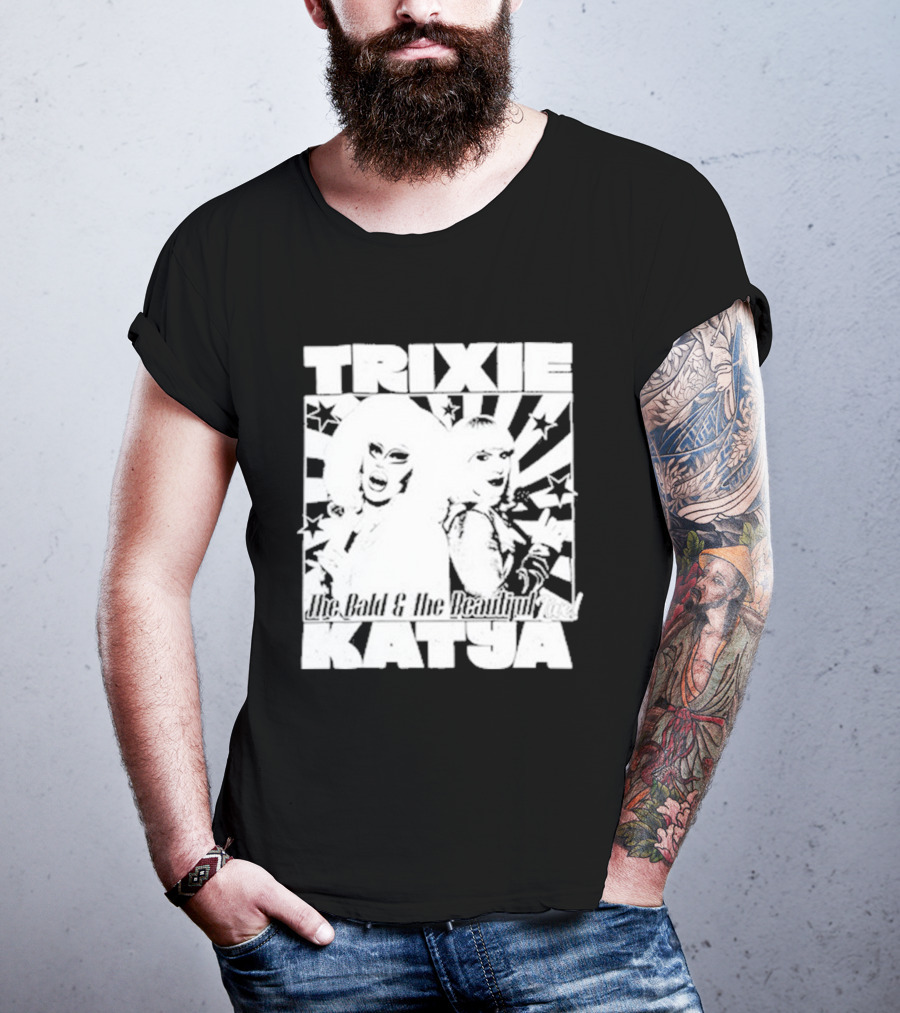Trixie Katya The Bald And The Beautiful Stars Burst Microphone T-Shirt