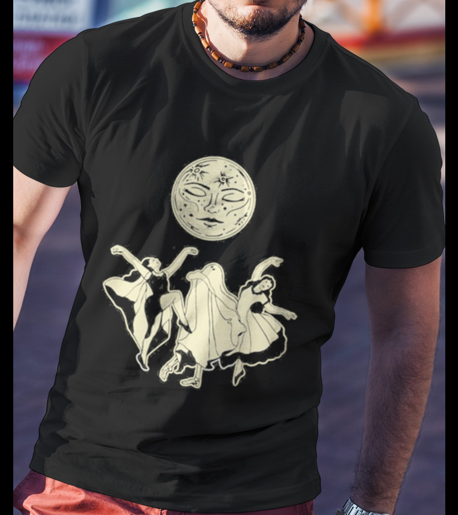 Two Girls Ghostly Dance Under Moon T-Shirt